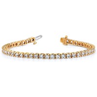 14K Yellow Gold Complete 1.25 Carat Round a Diamond 4-prong Tennis Bracelet, 7" view 1