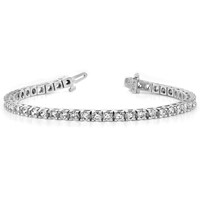 14K White Gold Complete 17 Carat Round VS Diamond 4-prong Tennis Bracelet, 7" view 4