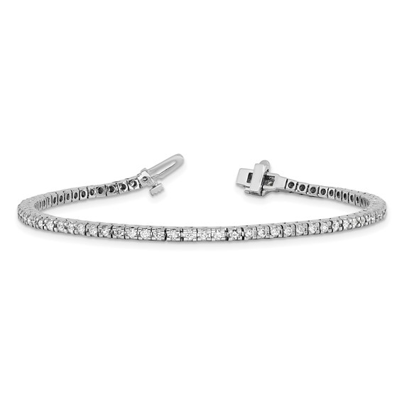 14k White Gold Holds 1.25 carat 74-1.6mm Round Diamond 4-prong 7 inch Tennis Bracelet Mounting