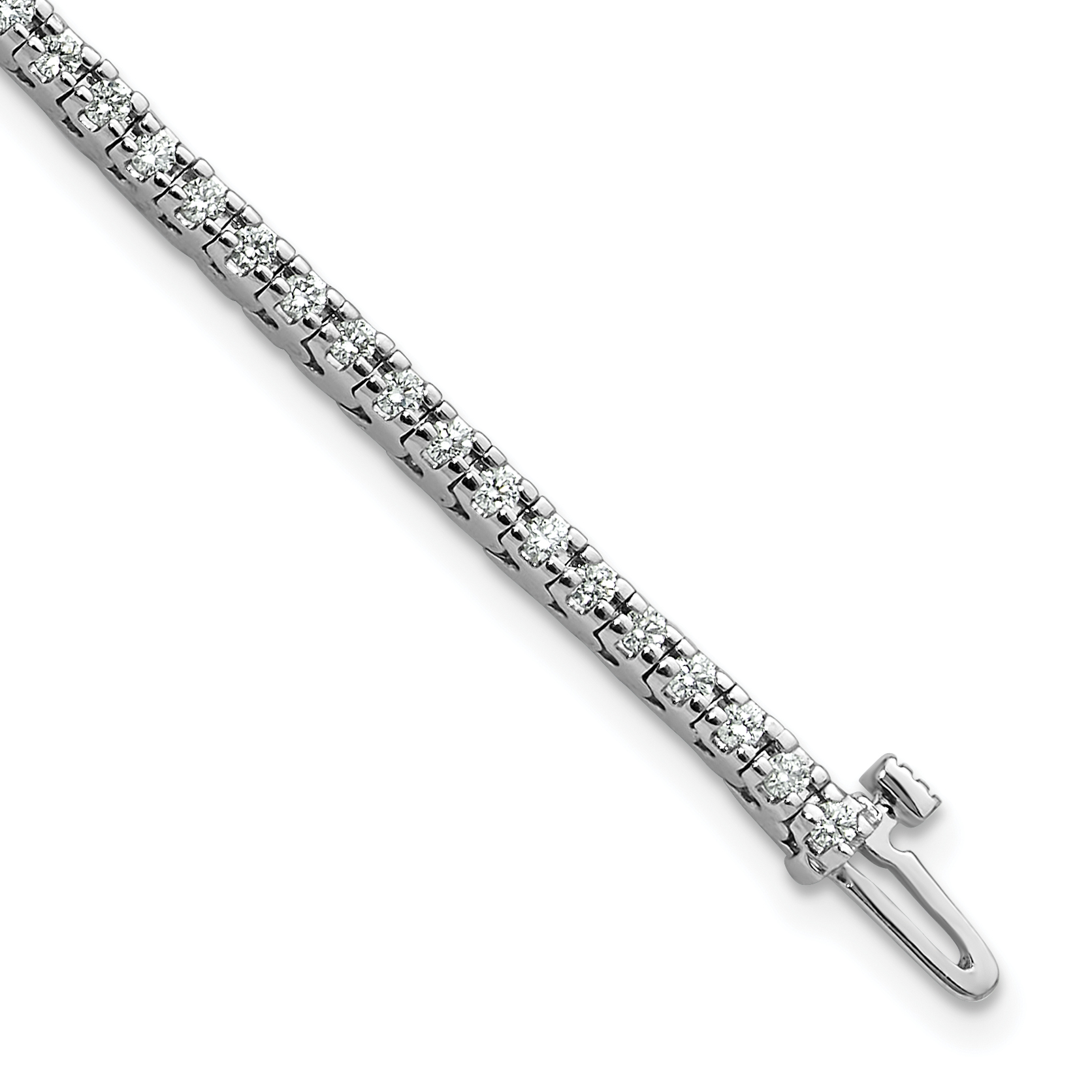 14k White Gold Complete 1.25 carat Round AA Diamond 4-prong 7 inch Tennis Bracelet (X729WAA)