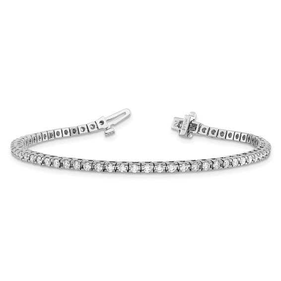 14k White Gold Holds 2.17 carat 62-2.0mm Round Diamond 4-prong 7 inch Tennis Bracelet Mounting