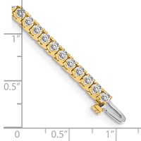14K Yellow Gold Complete 2.18 Carat Round a Diamond 4-prong Tennis Bracelet, 7" view 4