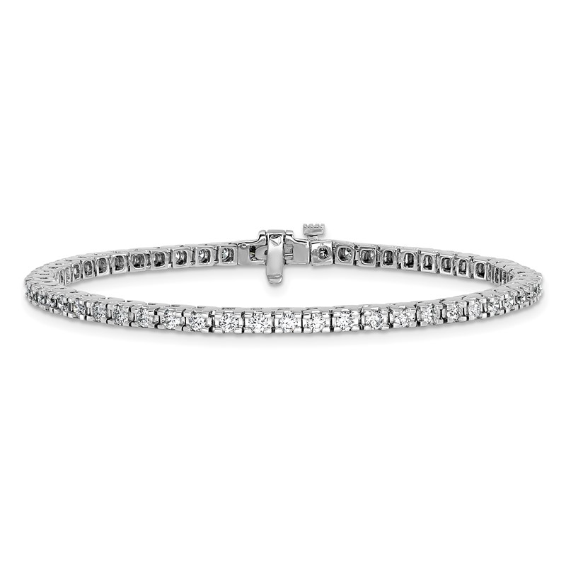 14k White Gold 2 1/5 carat Lab Grown Diamond VS/SI+ G+ Round Tennis Bracelet