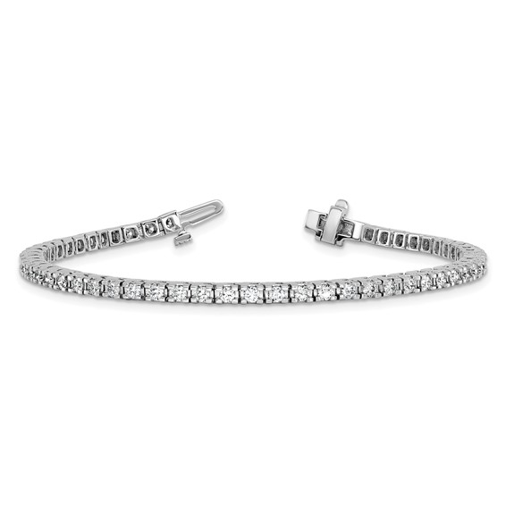 14k White Gold Holds 2.18 carat 56-2.1mm Round Diamond 4-prong 7 inch Tennis Bracelet Mounting