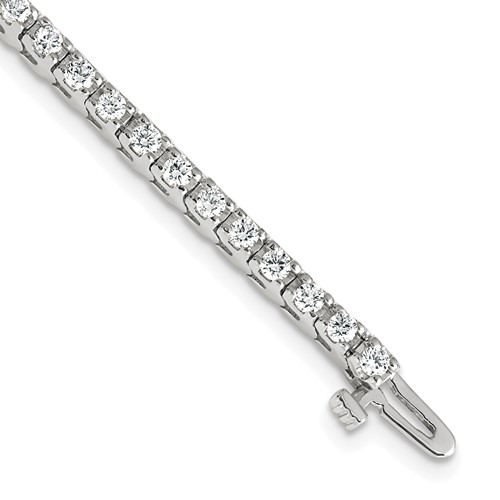 14K White Gold Complete 2.18 Carat Round Aaa Diamond 4-prong Tennis Bracelet, 7"