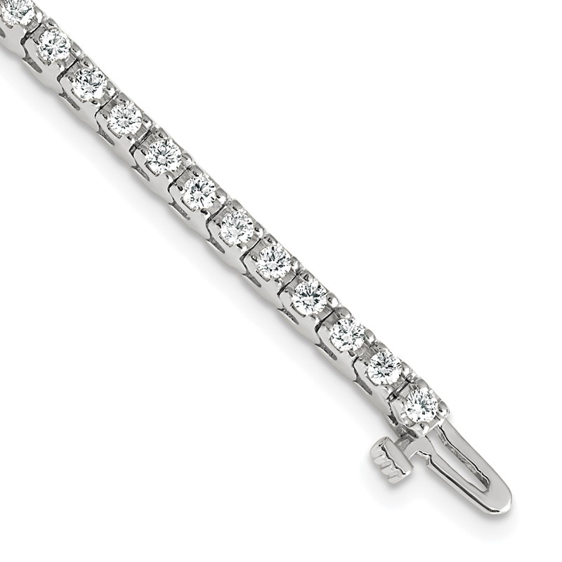 14k White Gold 2 1/5 carat Lab Grown Diamond VS/SI+ G+ Round Tennis Bracelet