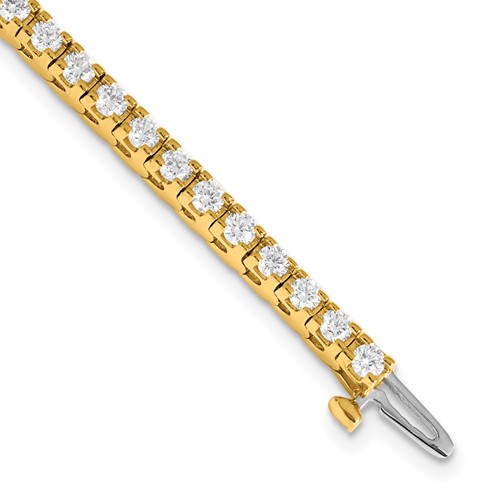 14K Yellow Gold Complete 2.86 Carat Round Aaa Diamond 4-prong Tennis Bracelet, 7"