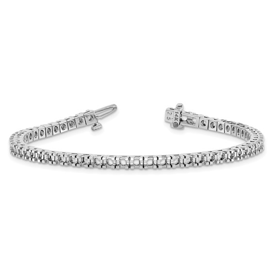 14k White Gold Holds 2.86 carat 55-2.4mm Round Diamond 4-prong 7 inch Tennis Bracelet Mounting