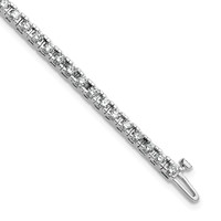 14K White Gold Complete 2.86 Carat Round Aaa Diamond 4-prong Tennis Bracelet, 7" view 1
