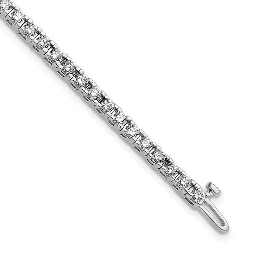 14K White Gold Complete 2.86 Carat Round a Diamond 4-prong Tennis Bracelet, 7"