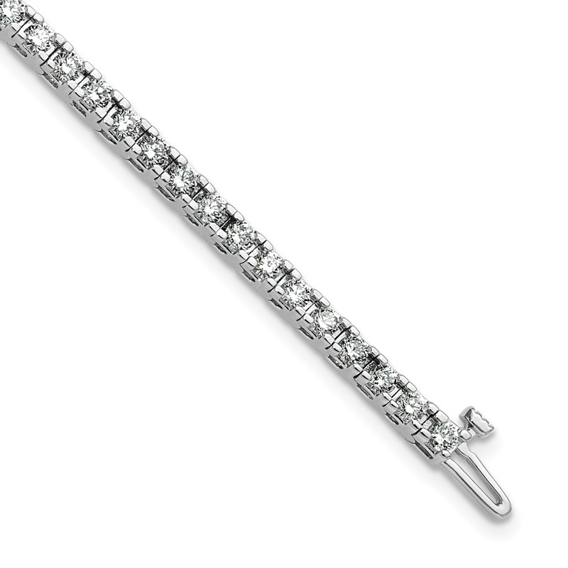 14k White Gold 2 7/8 carat Lab Grown Diamond VS/SI+ G+ Round Tennis Bracelet