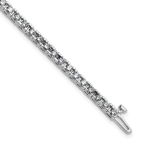 14K 3.00ctw White Gold Near Colorless Moissanite 4 Prong Tennis Bracelet