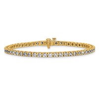 14K 3.00ctw Yellow Gold Near Colorless Moissanite 4 Prong Tennis Bracelet view 3