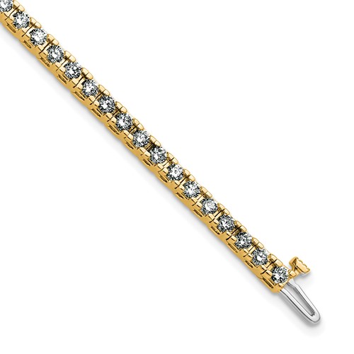 14K 3.00ctw Yellow Gold Near Colorless Moissanite 4 Prong Tennis Bracelet