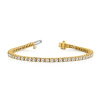 14K Yellow Gold Complete 4.1 Carat Round VS Diamond 4-prong Tennis Bracelet, 7" view 5