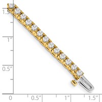 14K Yellow Gold Complete 4.1 Carat Round VS Diamond 4-prong Tennis Bracelet, 7" view 4