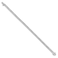 14K White Gold Complete 4.1 Carat Round AA Diamond 4-prong Tennis Bracelet, 7" view 2