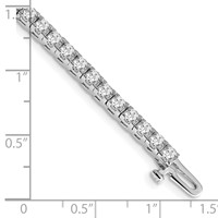 14K White Gold Complete 4.1 Carat Round AA Diamond 4-prong Tennis Bracelet, 7" view 5