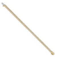 14K 5.00ctw Yellow Gold Colorless Moissanite 4 Prong Tennis Bracelet view 2