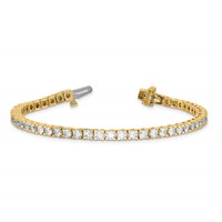 14K 5.00ctw Yellow Gold Colorless Moissanite 4 Prong Tennis Bracelet view 3