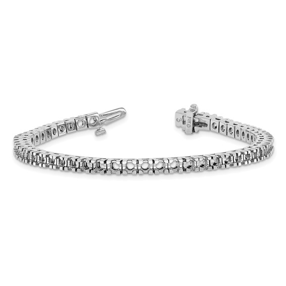 14k White Gold Holds 4.65 carat 50-2.9mm Round Diamond 4-prong 7 inch Tennis Bracelet Mounting