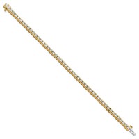 14K Yellow Gold Complete 4.65 Carat Round a Diamond 4-prong Tennis Bracelet, 7" view 2