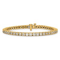 14K Yellow Gold Complete 4.65 Carat Round a Diamond 4-prong Tennis Bracelet, 7" view 3