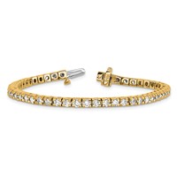 14K Yellow Gold Complete 4.65 Carat Round a Diamond 4-prong Tennis Bracelet, 7" view 5
