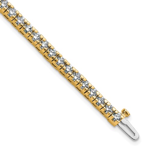 14K 5.00ctw Yellow Gold Near Colorless Moissanite 4 Prong Tennis Bracelet