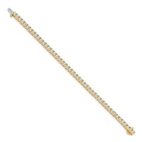 14K Yellow Gold Complete 6.44 Carat Round Aaa Diamond 4-prong Tennis Bracelet, 7" view 2