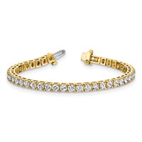 14K Yellow Gold Complete 6.44 Carat Round Aaa Diamond 4-prong Tennis Bracelet, 7" view 3