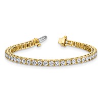 14K Yellow Gold Complete 6.44 Carat Round Aaa Diamond 4-prong Tennis Bracelet, 7" view 5