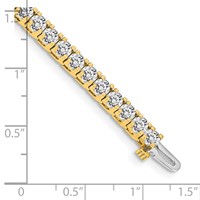 14K Yellow Gold Complete 6.44 Carat Round Aaa Diamond 4-prong Tennis Bracelet, 7" view 4