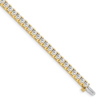 14K Yellow Gold Complete 6.44 Carat Round Aaa Diamond 4-prong Tennis Bracelet, 7" view 1
