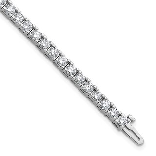 14k White Gold Holds 6.44 carat 46-3.25mm Round Diamond 4-prong 7 inch Tennis Bracelet Mounting