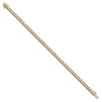14K Yellow Gold Complete 6.44 Carat Round VS Diamond 4-prong Tennis Bracelet, 7" view 2