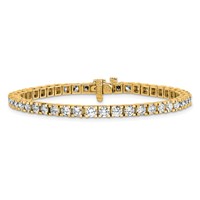 14K Yellow Gold Complete 6.44 Carat Round VS Diamond 4-prong Tennis Bracelet, 7" view 3