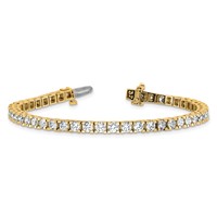 14K Yellow Gold Complete 6.44 Carat Round VS Diamond 4-prong Tennis Bracelet, 7" view 5