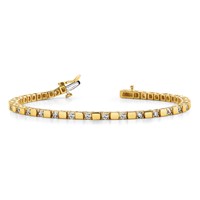 14K Yellow Gold Complete 1.1 Carat Round Aaa Diamond Square Link Tennis Bracelet, 7" view 5