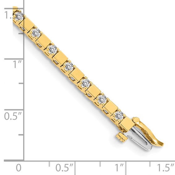 14k Holds 1.1 carat 28-2.1mm Round Diamond Square Link 7 inch Tennis Bracelet Mounting
