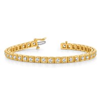 14K Yellow Gold Complete 1.75 Carat Round VS Diamond 4-prong Tennis Bracelet, 7" view 3