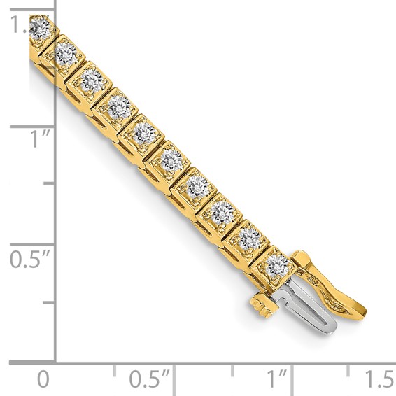 14k Holds 1.75 carat 44-2.2mm Round Diamond 4-prong 7 inch Tennis Bracelet Mounting