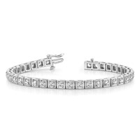14K White Gold Complete 1.75 Carat Round Aaa Diamond 4-prong Tennis Bracelet, 7" view 3