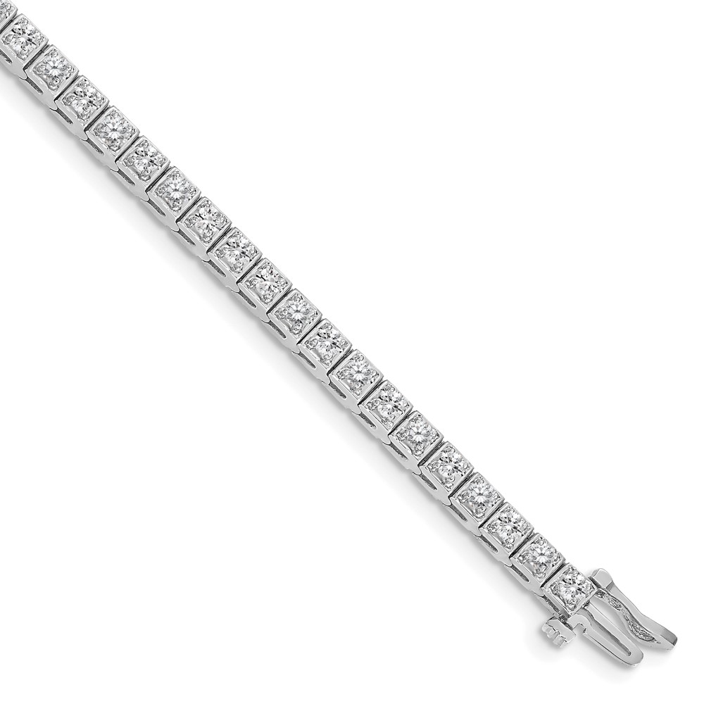 14K White Gold Complete 1.75 Carat Round Aaa Diamond 4-prong Tennis Bracelet, 7"