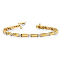14K Yellow Gold Complete 1 Carat Round Aaa Diamond Bar Link Tennis Bracelet, 7" view 3