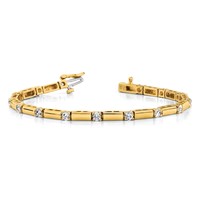 14K Yellow Gold Complete 1 Carat Round Aaa Diamond Bar Link Tennis Bracelet, 7" view 5