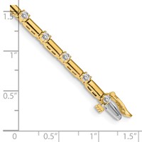14K Yellow Gold Complete 1 Carat Round Aaa Diamond Bar Link Tennis Bracelet, 7" view 4