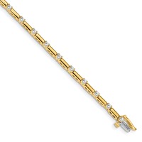 14K Yellow Gold Complete 1 Carat Round Aaa Diamond Bar Link Tennis Bracelet, 7" view 1