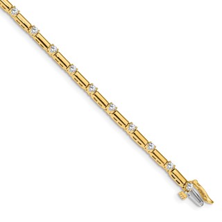 14k Holds 1 carat 19-2.4mm Round Diamond Bar Link 7 inch Tennis Bracelet Mounting