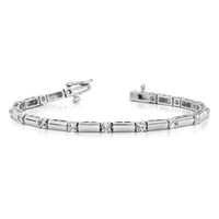 14K White Gold Complete 1 Carat Round Aaa Diamond Bar Link Tennis Bracelet, 7" view 5